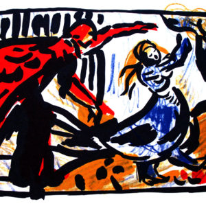 Maibaum | Vignette aus dem 4farbigen originalgrafischen Buch »Ich hört' ein Sichelein rauschen – Liebeslieder«, Original-Offset, 2006