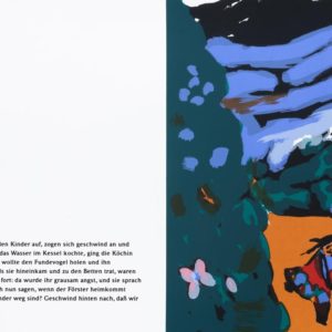 Geschwister | Seite aus: Fundevogel. Märchen der Gebrüder Grimm. Siebdruck, 8farbig. 40 × 30 cm. 2004